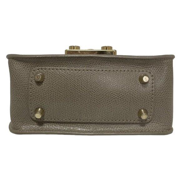 Auth FURLA Metropolis - Gray Beige Leather Shoulder Bag - Picture 6 of 9